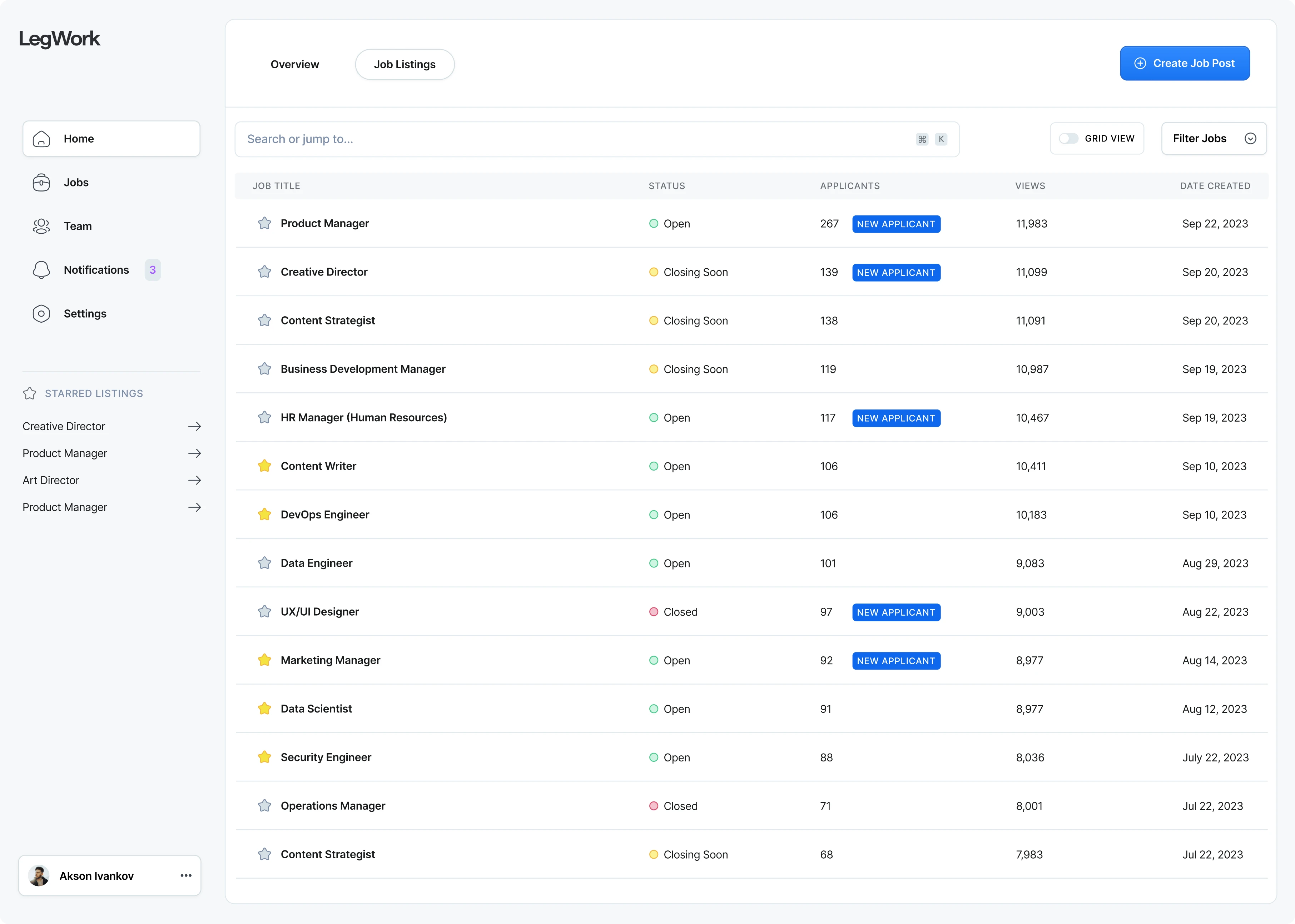 sample ui image with graphs and options